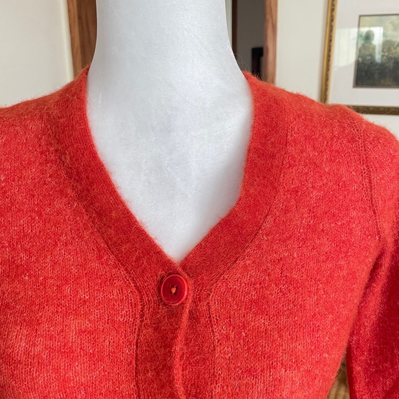 Madewell Orange Alpaca Blend V Neck Cardigan Size XS - Picture 2 of 13
